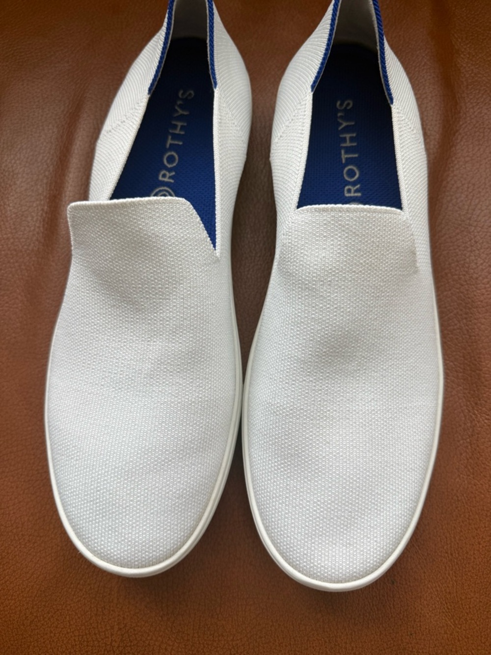 Rothy's Men's White Slip-On Loafers with Navy Insole